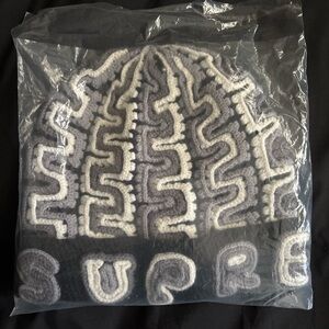 Supreme Black and White Knit Beanie
